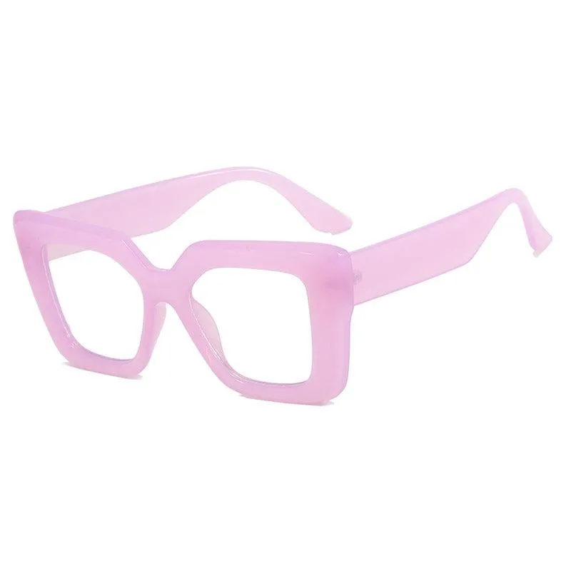 Women Square Plastic Oversized Classic Trendy Fashion Flat Glasses Frame