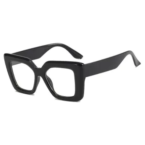 Women Square Plastic Oversized Classic Trendy Fashion Flat Glasses Frame