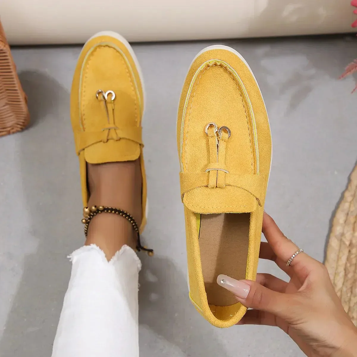Women's slip-on loafers in leather and cashmere