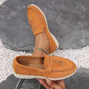 Women's slip-on loafers in leather and cashmere